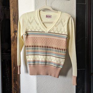 Foxmoor Vintage Pastel Sweater Sweatshirt V-neck